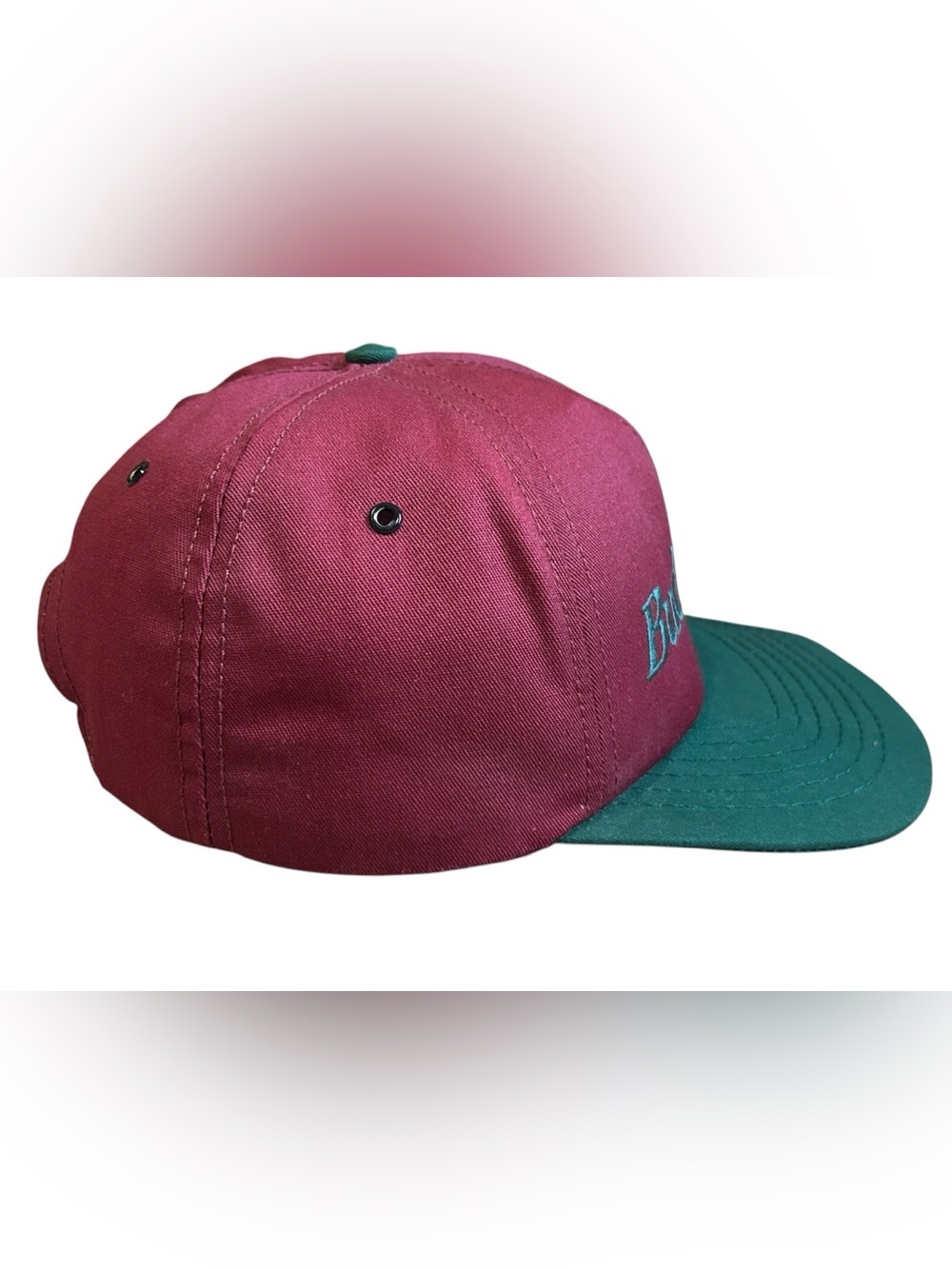 Vintage Budweiser Snapback Hat Burgundy Green Beer Promo Cap - Picture 3 of 8